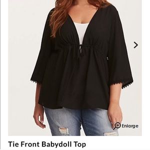 Tie-front babydoll top 3X
